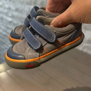 Kids Grey Shoes with Orange Accents